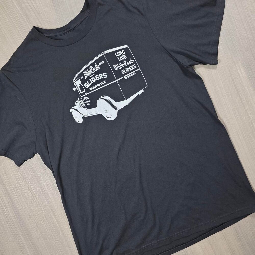 White Castle Retro Delivery Truck Graphic Tee Black Mens